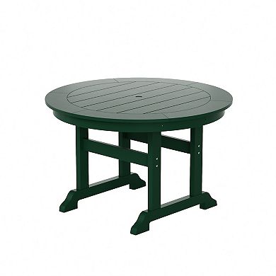 Westintrends 5-piece Outdoor/patio Round Dining Table Set With Adirondack Dining Chairs