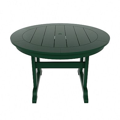 Westintrends 5-piece Outdoor/patio Round Dining Table Set With Adirondack Dining Chairs
