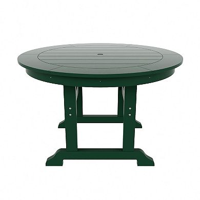 Westintrends 5-piece Outdoor/patio Round Dining Table Set With Adirondack Dining Chairs