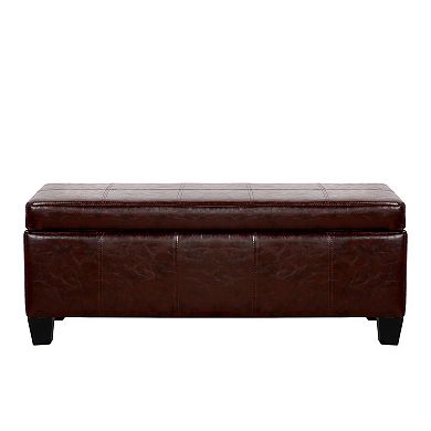 Westintrends 42" Faux Leather Storage Ottoman