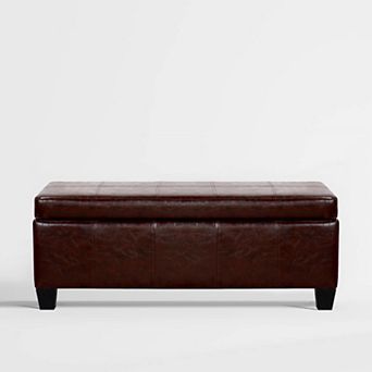 Westintrends 42" Faux Leather Storage Ottoman