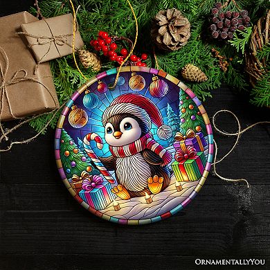 Cute Penguin in Winter Wonderland Ornament, Colorful Holiday Keepsake for Christmas Tree