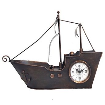 Sailing Ship Metal Table Clock
