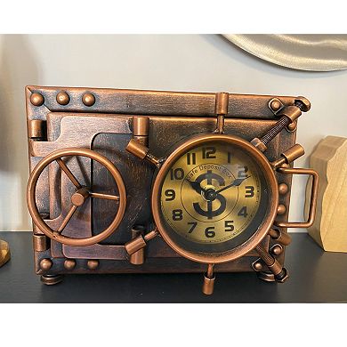 Ship Cabin Door Style Metal Table Clock with Piggy Bank