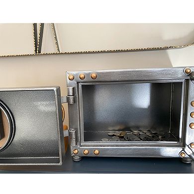 Ship Cabin Door Style Metal Table Clock with Piggy Bank