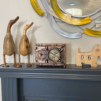 Ship Cabin Door Style Metal Table Clock with Piggy Bank