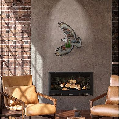 Alpine Sovereign: Majestic Eagle And Bears Metal Wall Art