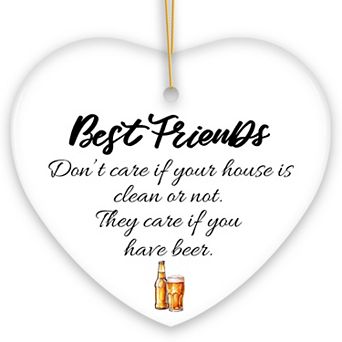 Best Friends Just Want Your Wine or Beer Ornament, Funny Friendship Christmas Gift, Heart Version 1