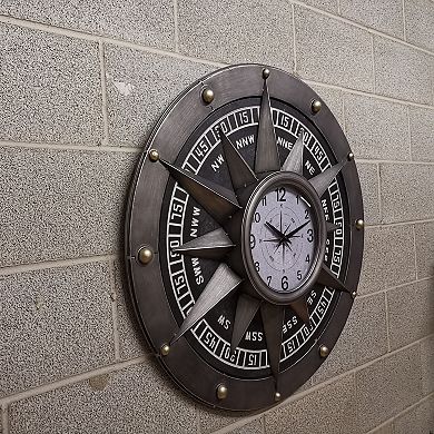 Navigate Time with Style: Compass-Themed Metal Wall Clock