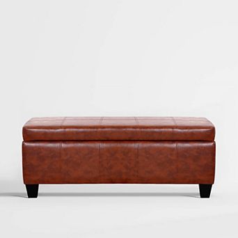 Westintrends 42" Faux Leather Storage Ottoman
