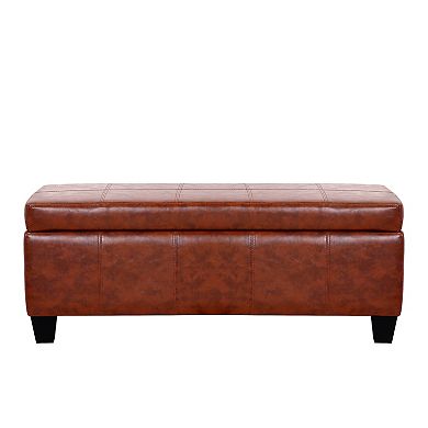 Westintrends 42" Faux Leather Storage Ottoman