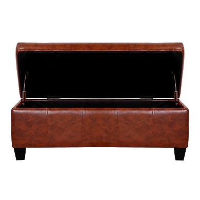Westintrends 42" Faux Leather Storage Ottoman