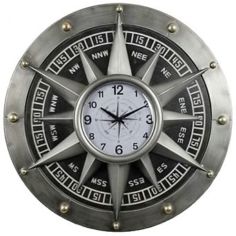 Navigate Time with Style: Compass-Themed Metal Wall Clock