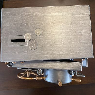 Ship Cabin Door Style Metal Table Clock with Piggy Bank