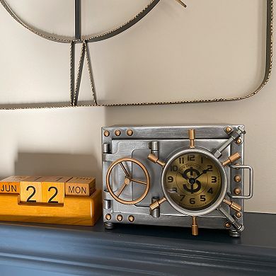 Ship Cabin Door Style Metal Table Clock with Piggy Bank