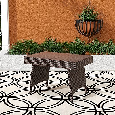 Westintrends Outoor/patio Plastic Rattan/wicker Folding Side Table