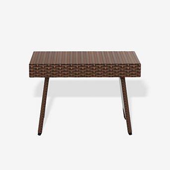 Westintrends Outoor/patio Plastic Rattan/wicker Folding Side Table