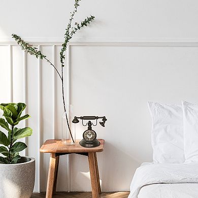 Brown Vintage Telephone Metal Table Clock