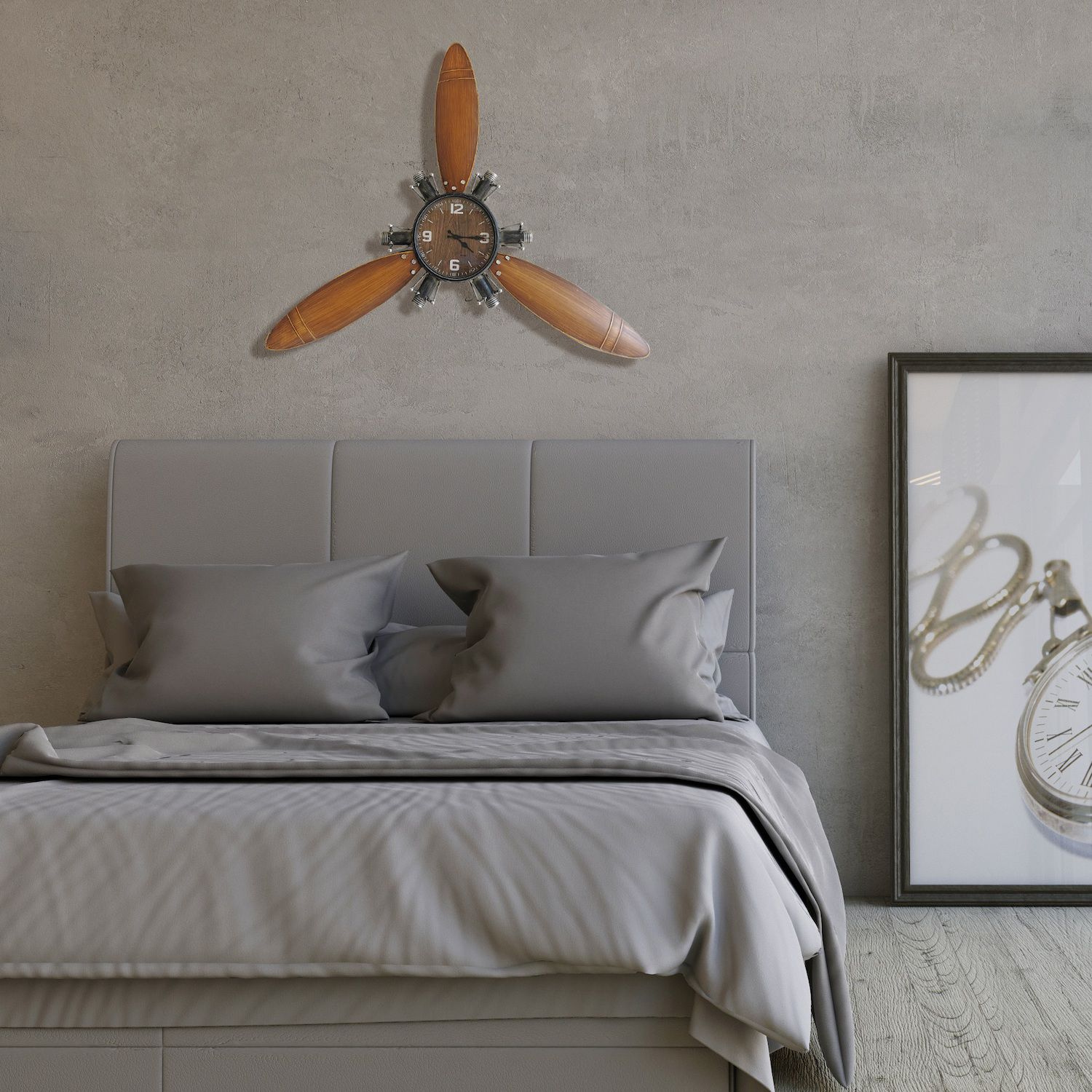 Vintage Airplane Propeller Wall Clock Metal Home Decoration 26.4X29.5
