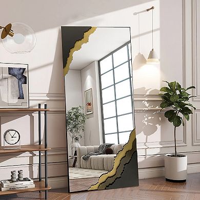 Contour Reflections: Dual-tone Metal Frame Floor And Wall Mirror