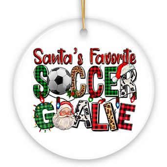 Santa's Favorite Soccer Goalie Plaid Ornament, Football Christmas Gift