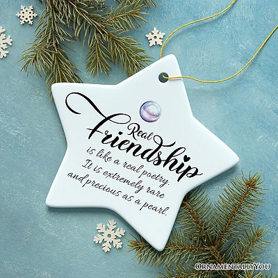 Best Friend Christmas Ornament - Friendship Gifts For Women, Ceramic Heart Ornament With Gift Box