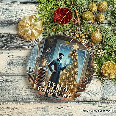 Nikola Tesla Christmas Ornament, Scientific Gift for Science Nerd or Teacher