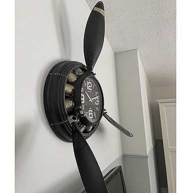 Metal Airplane Propeller Wall Décor Clock