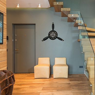 Metal Airplane Propeller Wall Décor Clock
