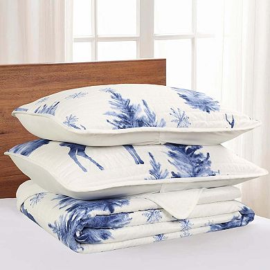 Marcielo 3 Piece Festive Christmas Quilt Bedspread Set Deer
