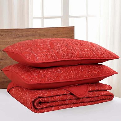 Marcielo 3Pcs Festive Christmas Quilt Bedspread Set Holiday Bedding Medallion