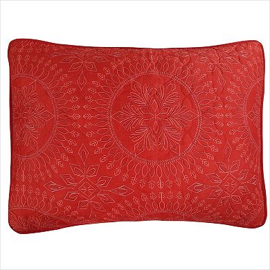 Marcielo 3Pcs Festive Christmas Quilt Bedspread Set Holiday Bedding Medallion