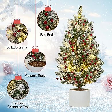Pre-lit Table Top Christmas Tree with Lights, for Table Office Dorm Desk Decorations