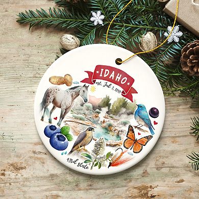 Artistic Idaho State Themes and Landmarks Christmas Ornament