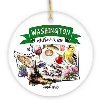 Artistic Washington State Themes and Landmarks Christmas Ornament
