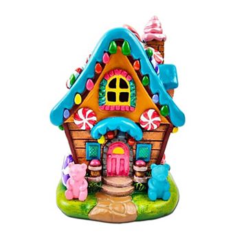 Sugary Haven Candy House Tabletop Figurine, 7" LED Christmas Gingerbread Style Home Decoration