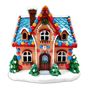 Whimsically Sweet Gingerbread Home Lighted Christmas Decoration, 7" LED Table Figurine Holiday Decor