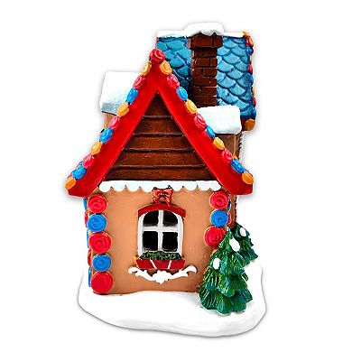 Whimsically Sweet Gingerbread Home Lighted Christmas Decoration, 7" LED Table Figurine Holiday Decor