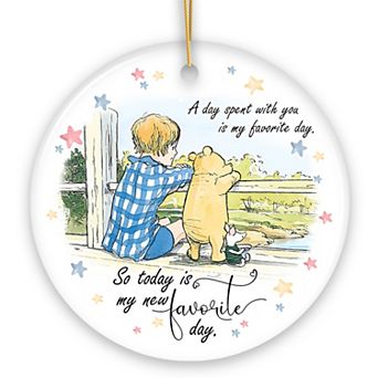 A Day with You is My Favorite Ceramic Ornament, Pooh Bear's Sentimental Quote Christmas Gift