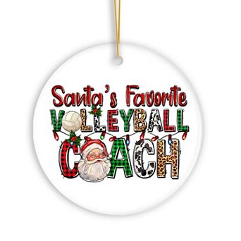 Santa’s Favorite Volleyball Coach Plaid Christmas Ornament
