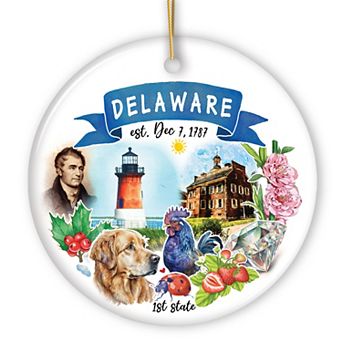 Artistic Delaware State Themes and Landmarks Christmas Ornament