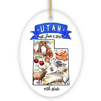 Artistic Utah State Themes and Landmarks Christmas Ornament