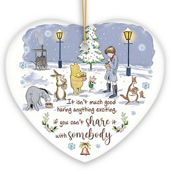 Excitement Means Little if Not Shared Ornament, Pooh and Friends Inspiring Quote Christmas Gift and
