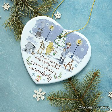 Excitement Means Little if Not Shared Ornament, Pooh and Friends Inspiring Quote Christmas Gift and