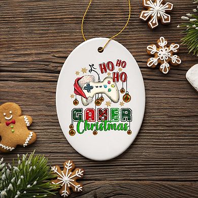 Ho Ho Ho Gamer Christmas Ornament, Video Game Lover Holiday Gift