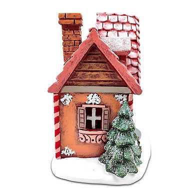 Sparkling Pink Winter Magic LED Gingerbread Home Figurine, 7" Lighted Christmas Decoration Decor