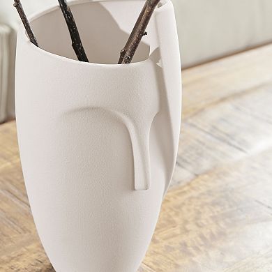 Hans Ansit Cream Abstract Contemporary Face Matte Ceramic Sculpture Decorative Planter Vase