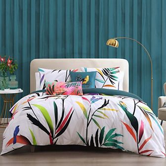 Bebejan Tropical Fusion 220 Thread Count 100% Cotton Sateen 5 pc Reversible Comforter Set