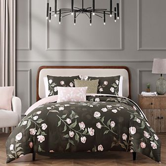 Bebejan Jasmine Flowers 200 Thread Count 100% Cotton Sateen 5 pc Reversible Comforter Set