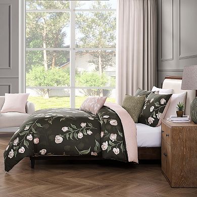 Bebejan Jasmine Flowers 200 Thread Count 100% Cotton Sateen 5 Piece Reversible Comforter Set
